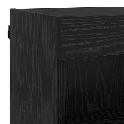 TV veggenheter med LED 6 pcs Svart Eik Konstruert tre