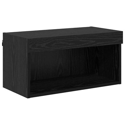 TV veggenheter med LED 6 pcs Svart Eik Konstruert tre