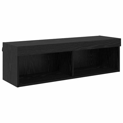 TV veggenheter med LED 6 pcs Svart Eik Konstruert tre