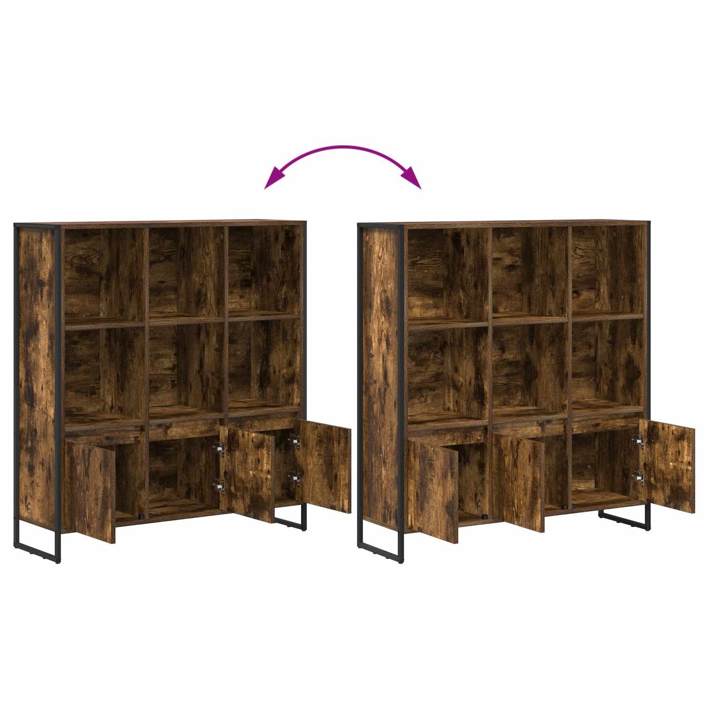 Bokskap 2 pcs Røyk Eik 99,5 x 30 x 108 cm Konstruert tre