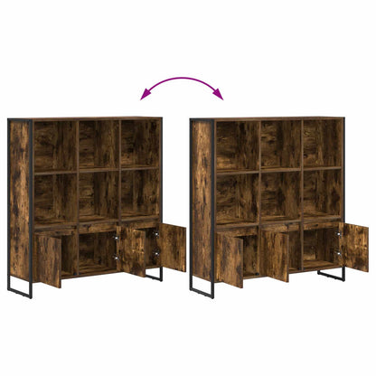 Bokskap 2 pcs Røyk Eik 99,5 x 30 x 108 cm Konstruert tre