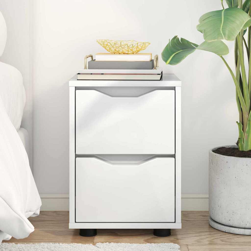 Nattbord Sengbord Høyglans Hvit 30,5 x 30 x 43 cm