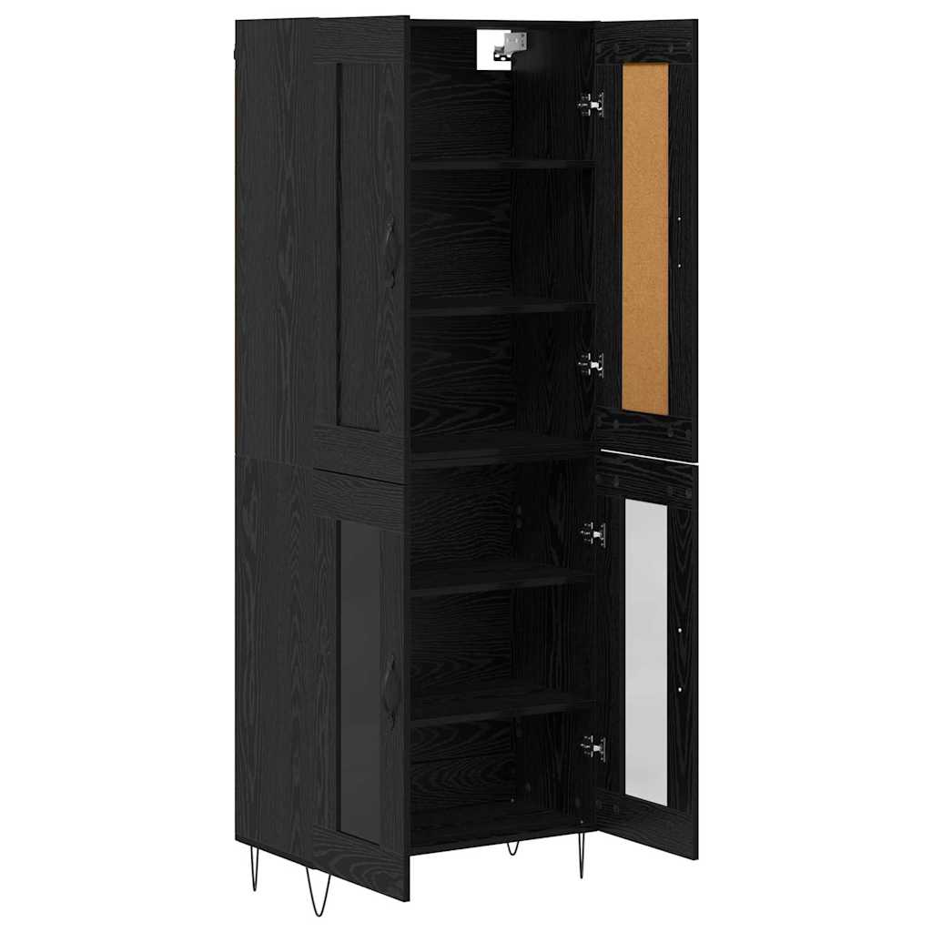 Høyskap Svart Eik 69,5 x 34 x 180 cm Konstruert tre