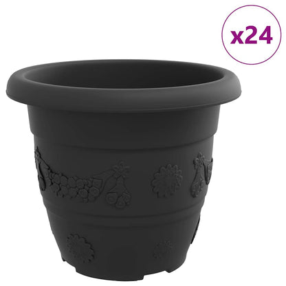 Rund Blomsterpotte 24 pcs Svart Ø 30 x 25 cm Plast
