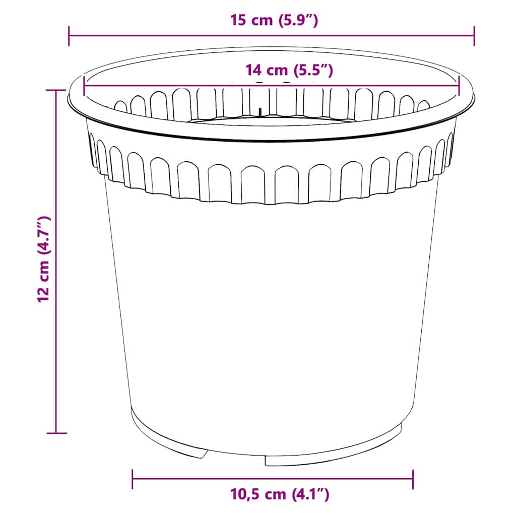 Plantepotter 24 pcs Svart Ø 15 x 12 cm Plast