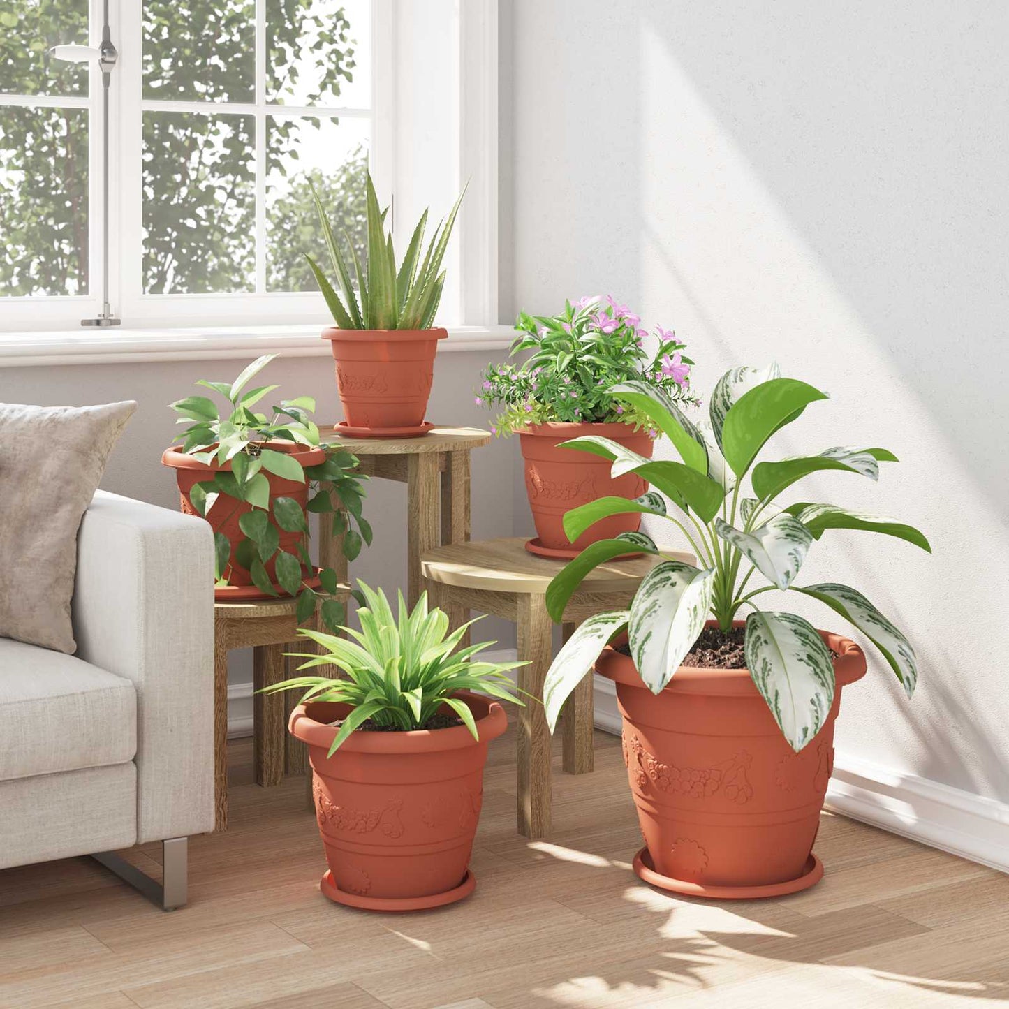 Plantepotter 6 pcs Klinker Rød Ø 30 x 25 cm Plast