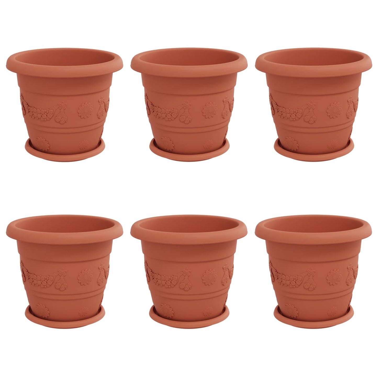 Plantepotter 6 pcs Klinker Rød Ø 30 x 25 cm Plast