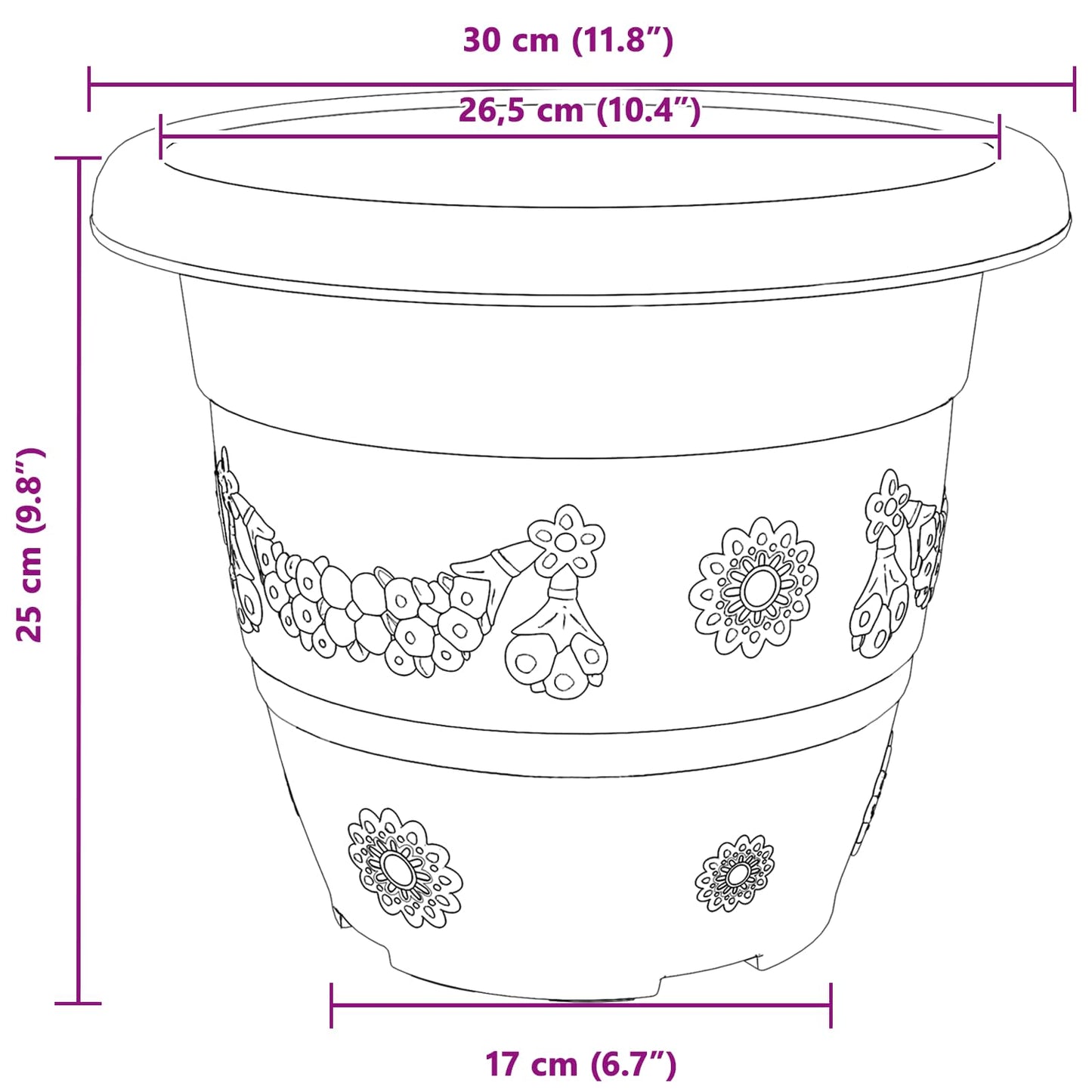 Plantepotter 6 pcs Klinker Rød Ø 30 x 25 cm Plast
