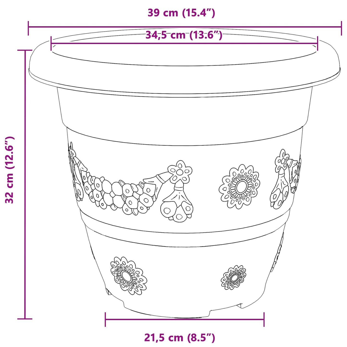 Plantepotter 6 pcs Klinker Rød Ø 39 x 32 cm Plast