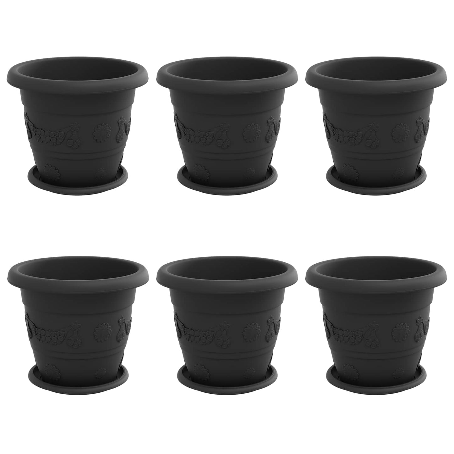 Plantepotter 6 pcs Svart Ø 26 x 21.5 cm Plast