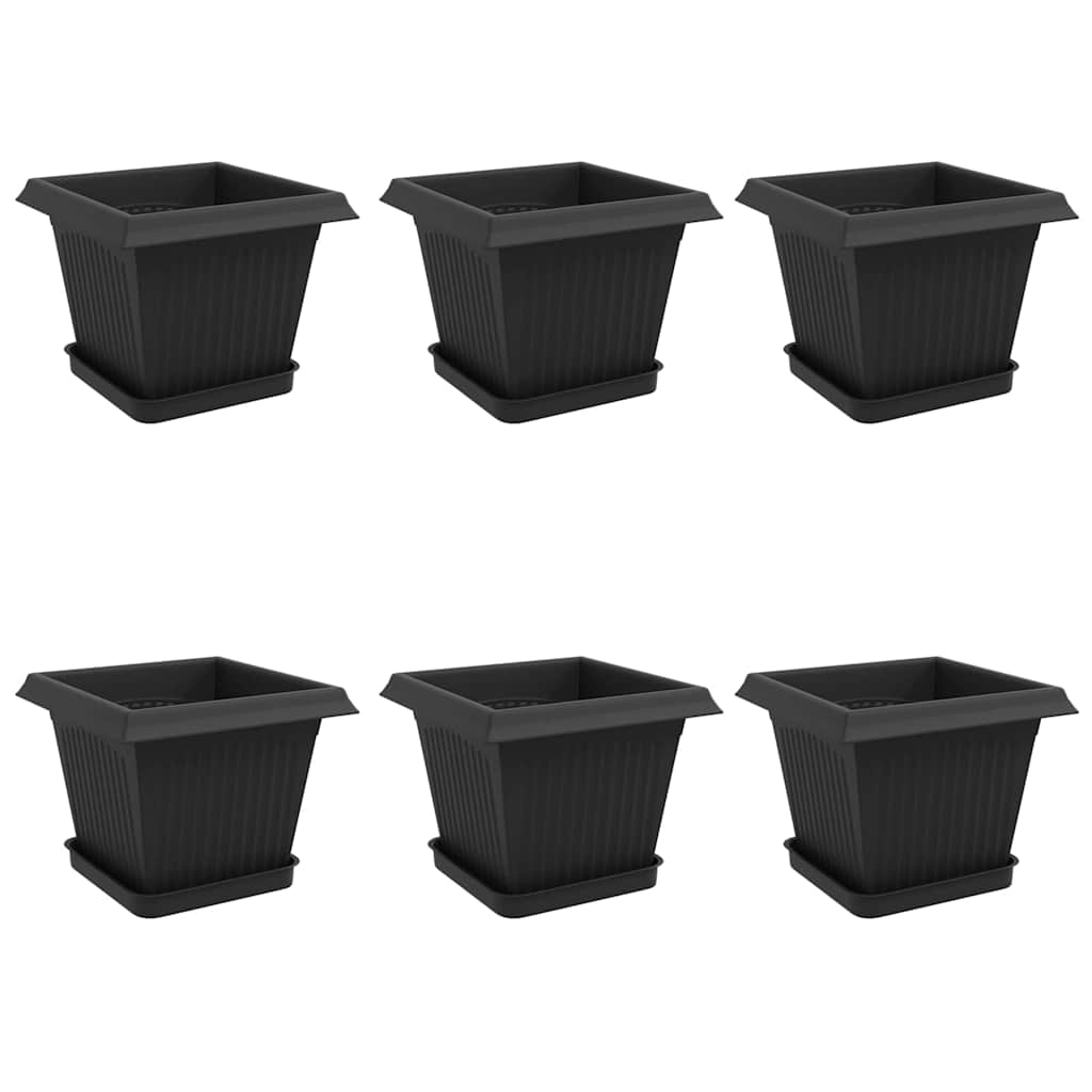 Plantepotter 6 pcs Svart 20 x 20 x 16 cm Plast