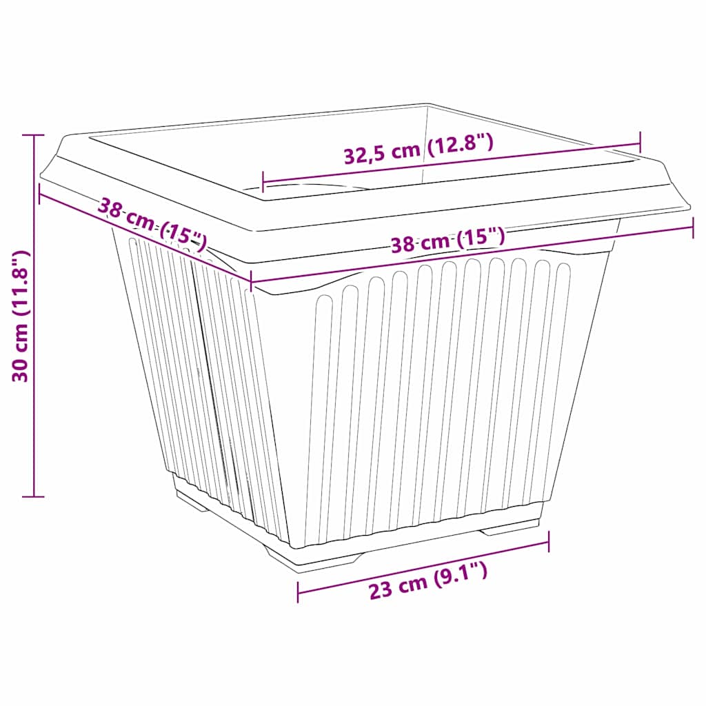 Plantepotter 6 pcs Svart 38 x 38 x 30 cm Plast