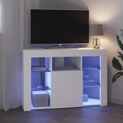 TV-Møbel Hvit Hjørne LED TV-Skap 100x40x68cm