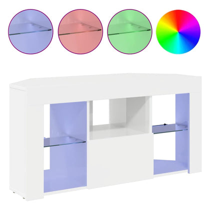 TV-Møbel Høyglans Hvit Hjørne LED TV-Skap 100 x 40 x 50 cm