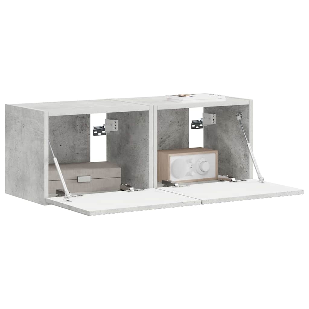 TV Veggskap 2 pcs Betong 39 x 31 x 29,5 cm Konstruert tre