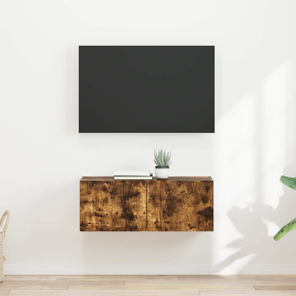 TV Veggskap 2 pcs Røkt eik 39 x 31 x 29,5 cm Konstruert tre
