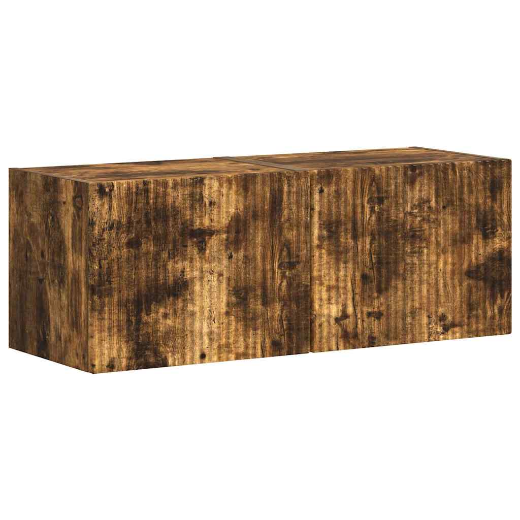 TV Veggskap 2 pcs Røkt eik 39 x 31 x 29,5 cm Konstruert tre