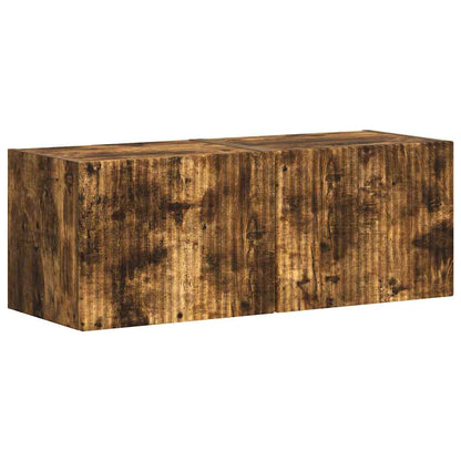 TV Veggskap 2 pcs Røkt eik 39 x 31 x 29,5 cm Konstruert tre