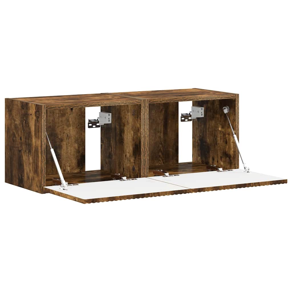 TV Veggskap 2 pcs Røkt eik 39 x 31 x 29,5 cm Konstruert tre