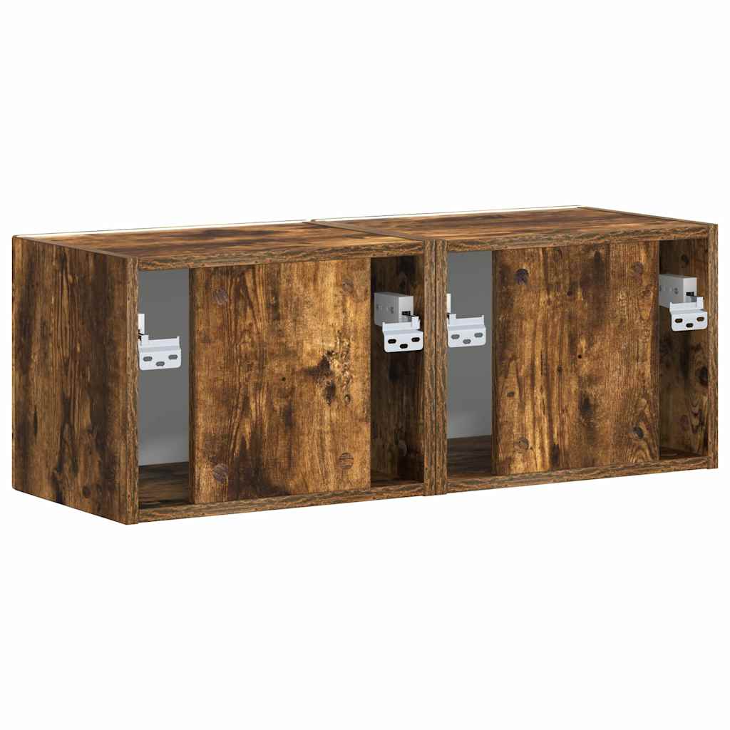 TV Veggskap 2 pcs Røkt eik 39 x 31 x 29,5 cm Konstruert tre