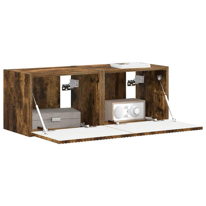 TV Veggskap 2 pcs Røkt eik 39 x 31 x 29,5 cm Konstruert tre