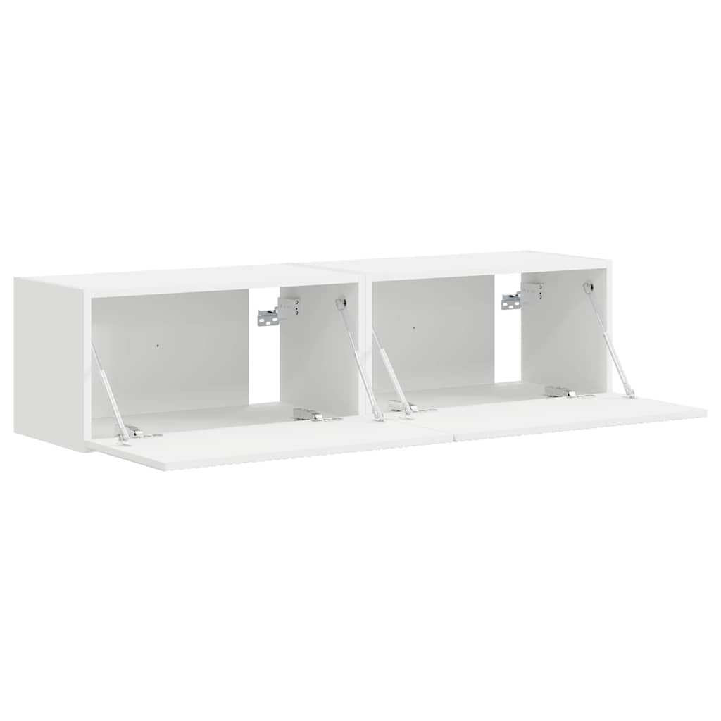 TV Veggskap 2 pcs Hvit 60 x 31 x 29,5 cm Konstruert tre