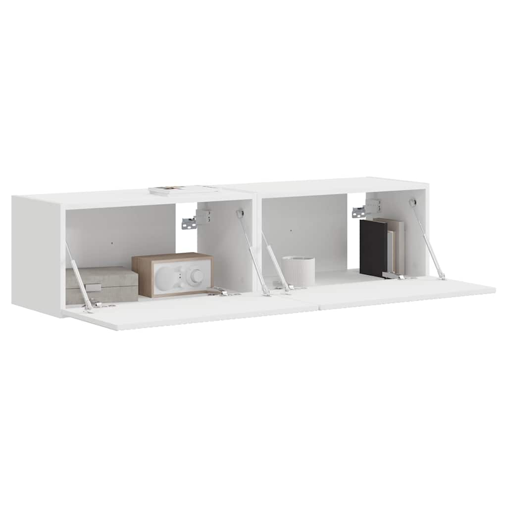 TV Veggskap 2 pcs Hvit 60 x 31 x 29,5 cm Konstruert tre
