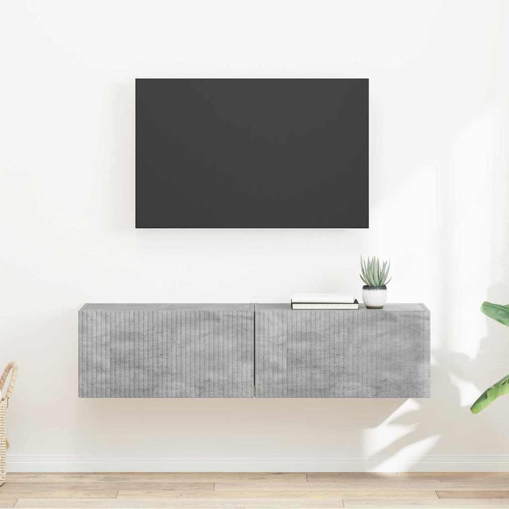 TV Veggskap 2 pcs Betong 60 x 31 x 29,5 cm Konstruert tre