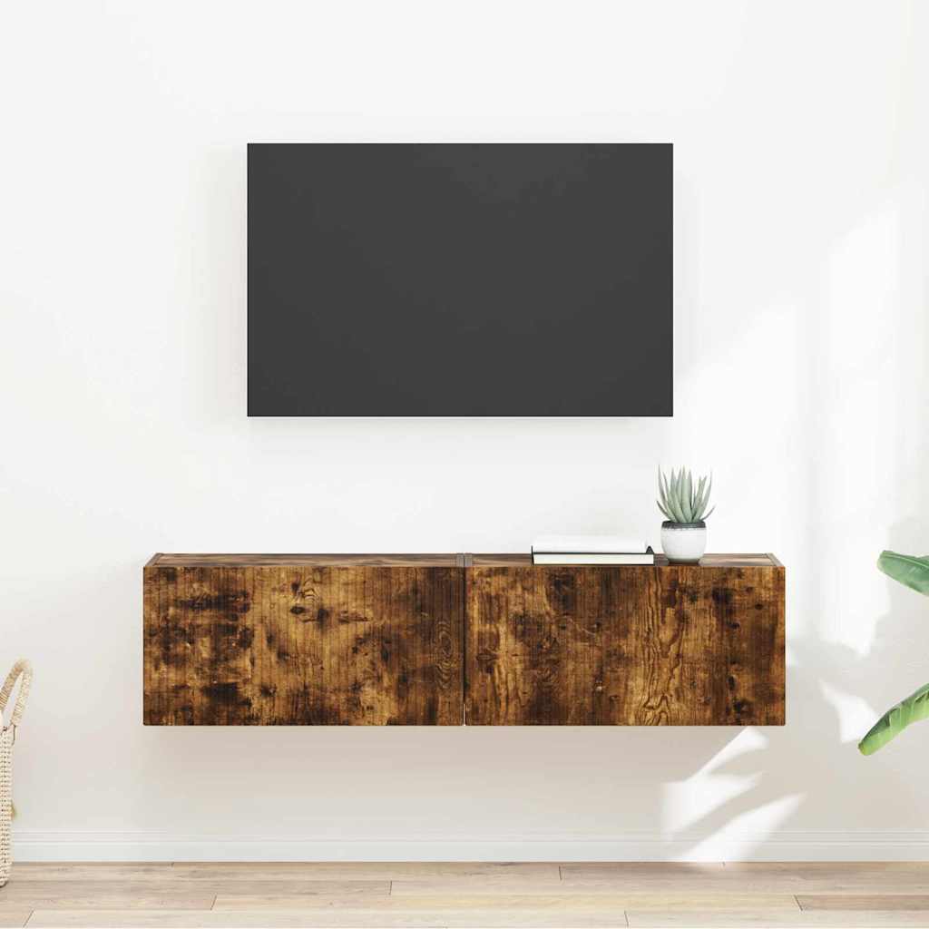 TV Veggskap 2 pcs Røkt eik 60 x 31 x 29,5 cm Konstruert tre