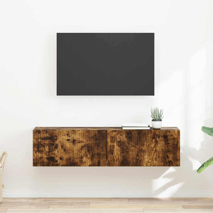 TV Veggskap 2 pcs Røkt eik 60 x 31 x 29,5 cm Konstruert tre