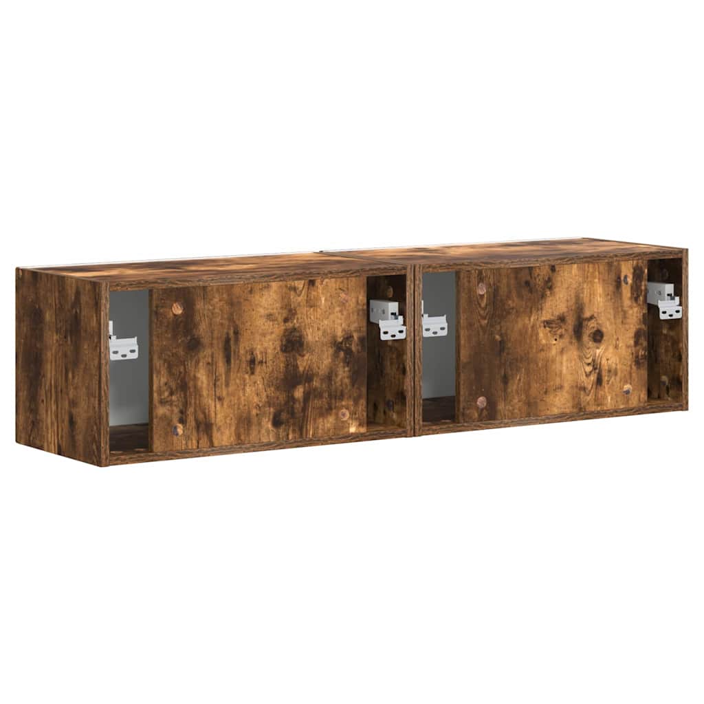 TV Veggskap 2 pcs Røkt eik 60 x 31 x 29,5 cm Konstruert tre