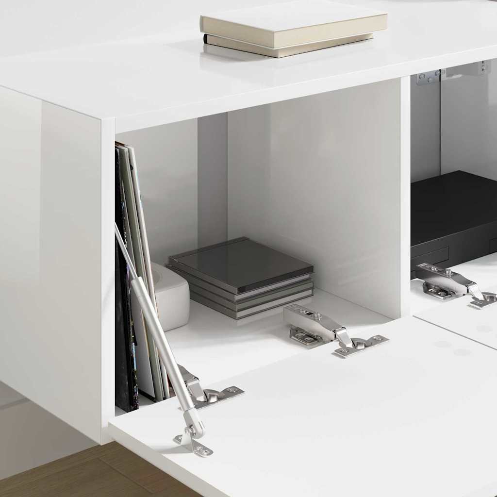 TV Veggskap Veggmontert 2 pcs Glanset Hvit 78,5 x 31 x 29,5 cm