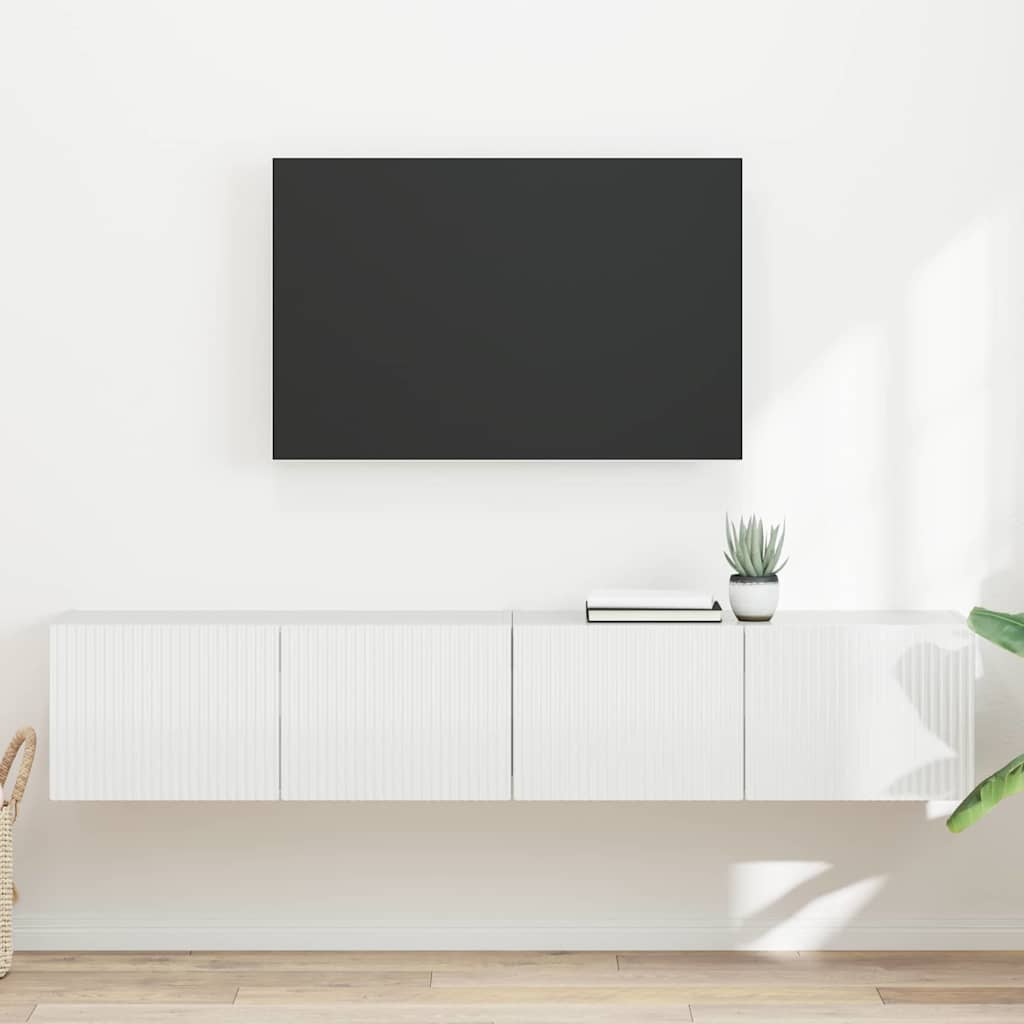 TV Veggskap Veggmontert 2 pcs Glanset Hvit 78,5 x 31 x 29,5 cm