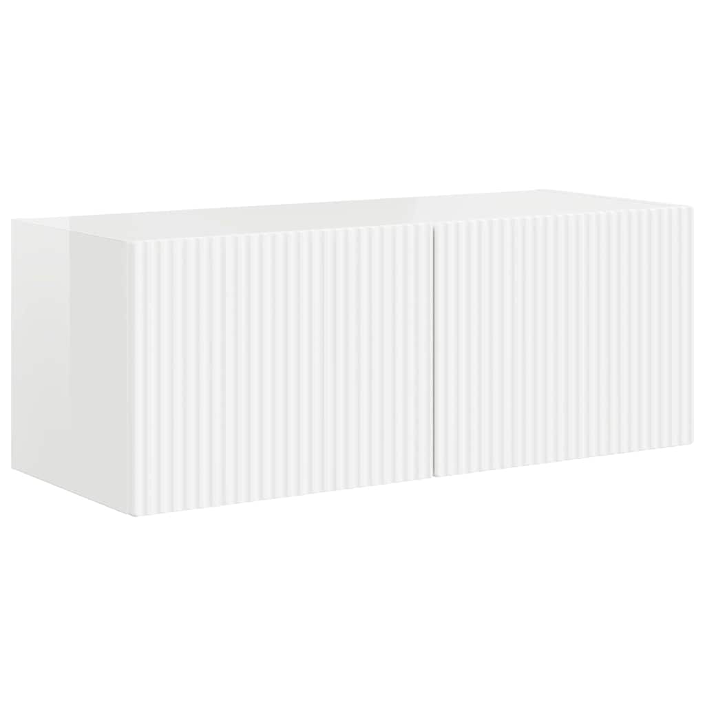 TV Veggskap Veggmontert 2 pcs Glanset Hvit 78,5 x 31 x 29,5 cm