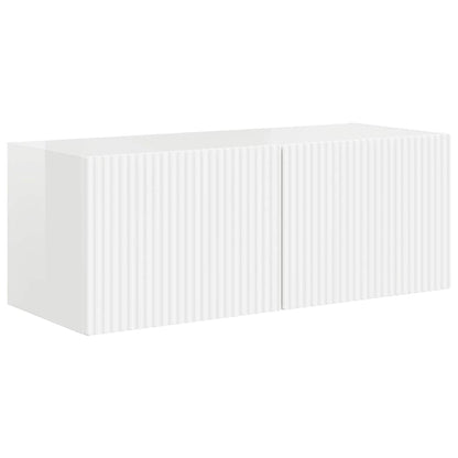 TV Veggskap Veggmontert 2 pcs Glanset Hvit 78,5 x 31 x 29,5 cm