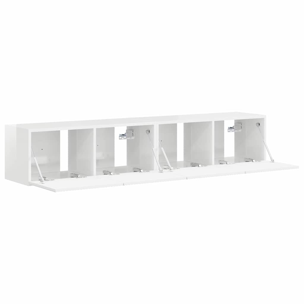 TV Veggskap Veggmontert 2 pcs Glanset Hvit 78,5 x 31 x 29,5 cm