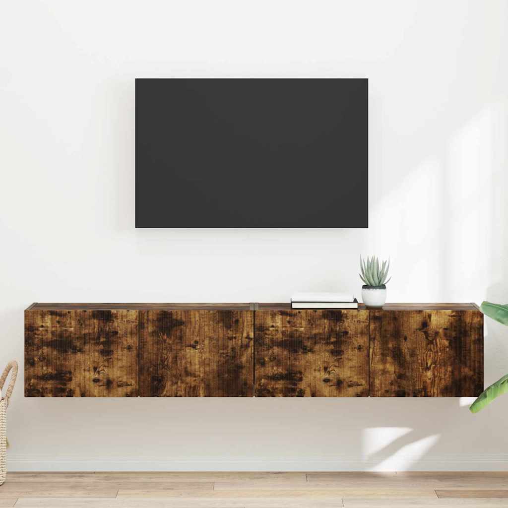 TV Veggskap 2 pcs Røkt eik 78,5 x 31 x 29,5 cm Konstruert tre