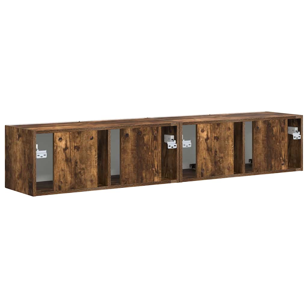 TV Veggskap 2 pcs Røkt eik 78,5 x 31 x 29,5 cm Konstruert tre