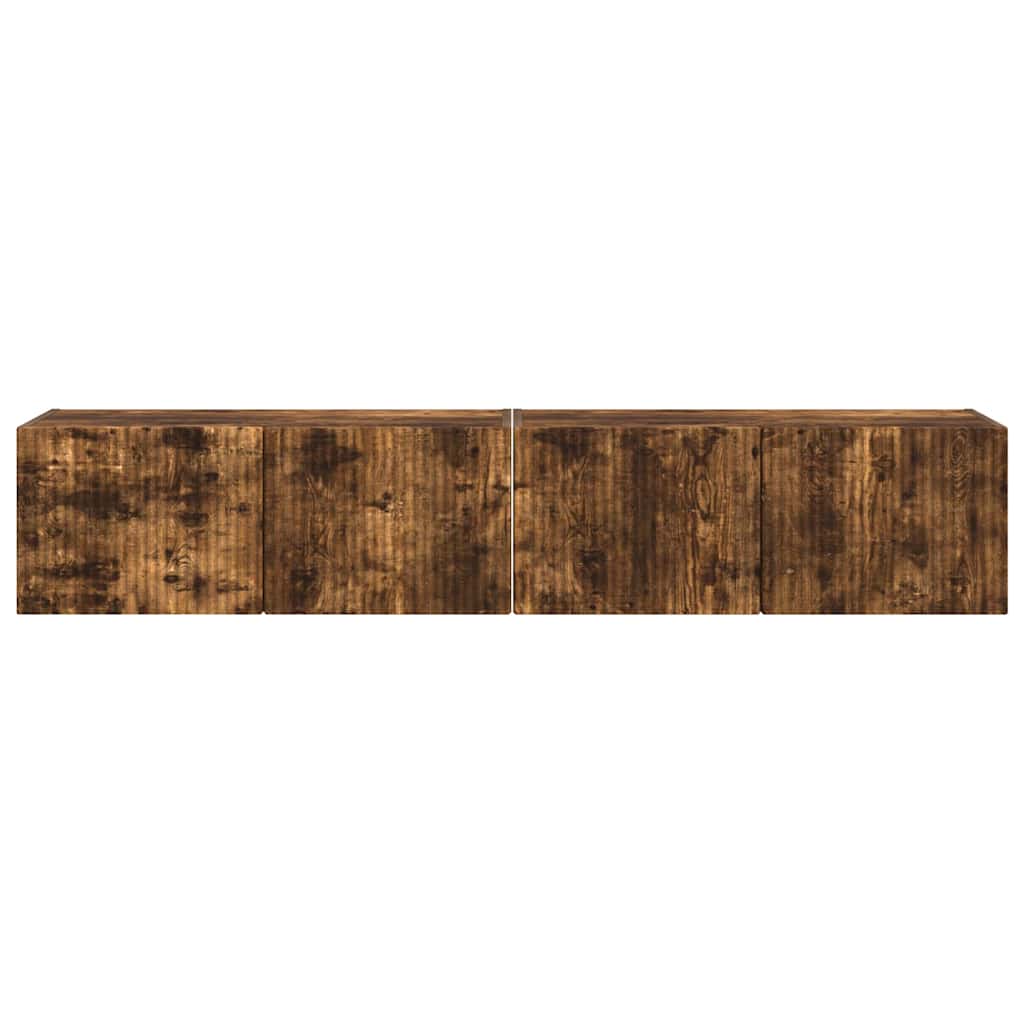 TV Veggskap 2 pcs Røkt eik 78,5 x 31 x 29,5 cm Konstruert tre