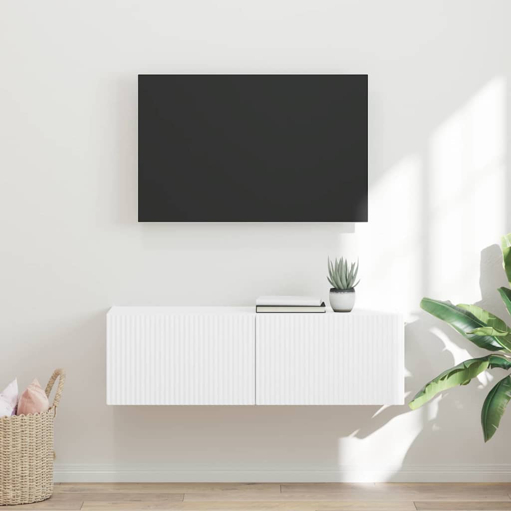 TV Veggskap Veggmontert Hvit 98 x 31 x 29,5 cm Konstruert tre