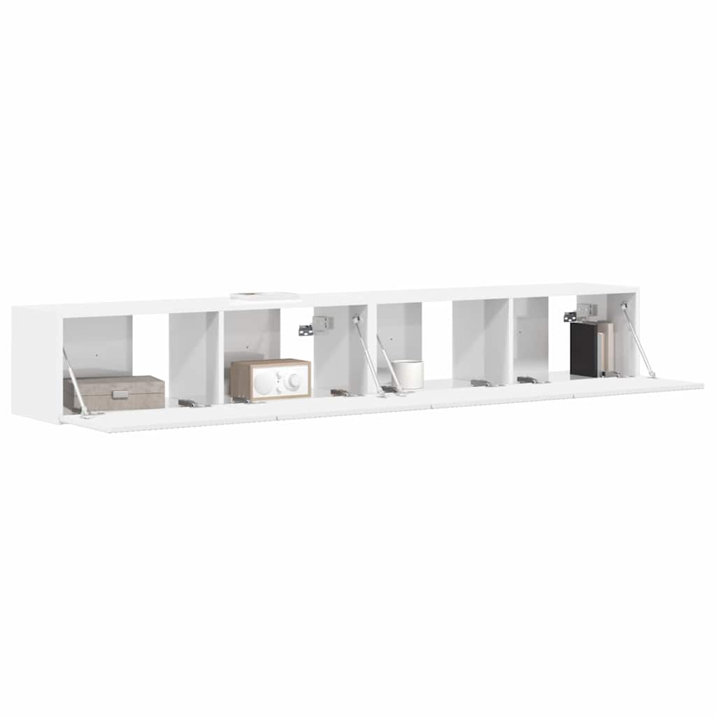 TV Veggskap 2 pcs Glanset Hvit 98 x 31 x 29,5 cm Konstruert tre