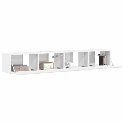 TV Veggskap 2 pcs Glanset Hvit 98 x 31 x 29,5 cm Konstruert tre