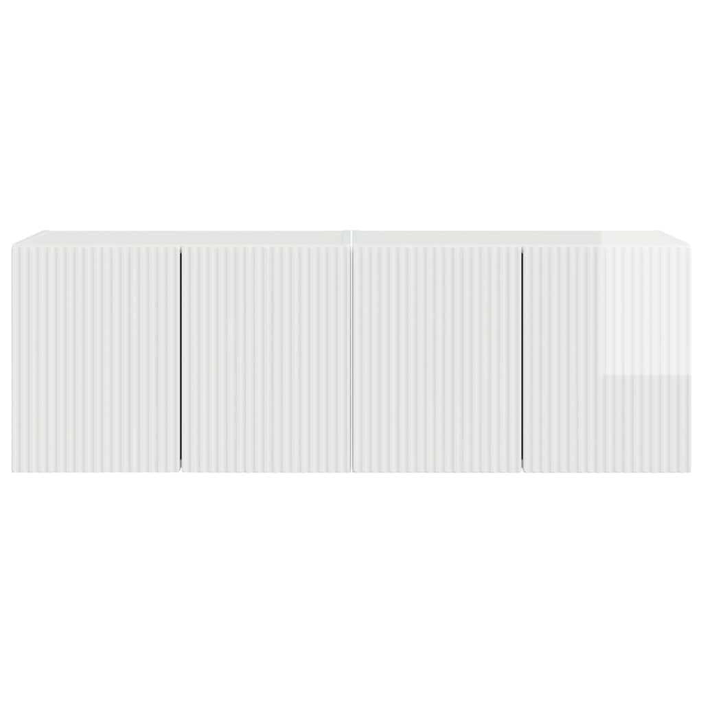 TV Veggskap Veggmontert 2 pcs Høyglanset hvit 59,5 x 31 x 40 cm