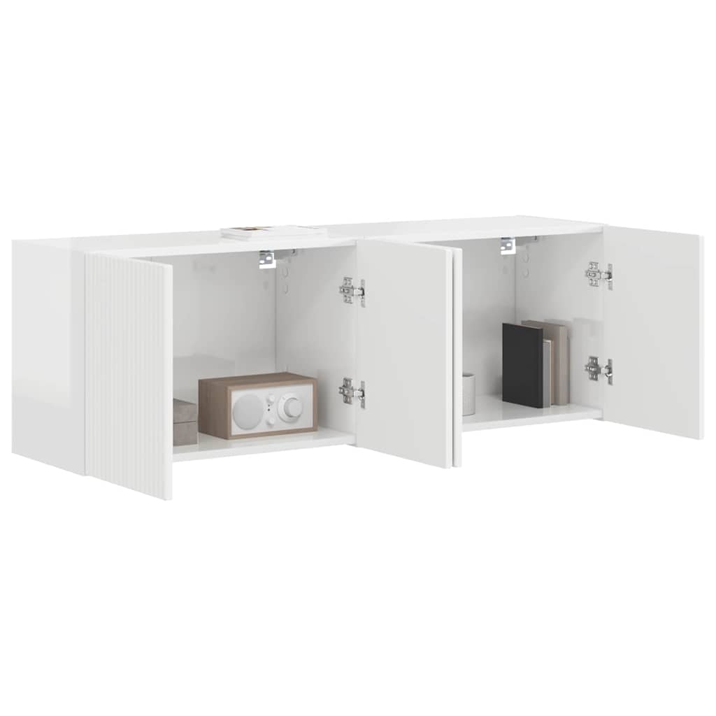 TV Veggskap Veggmontert 2 pcs Høyglanset hvit 59,5 x 31 x 40 cm