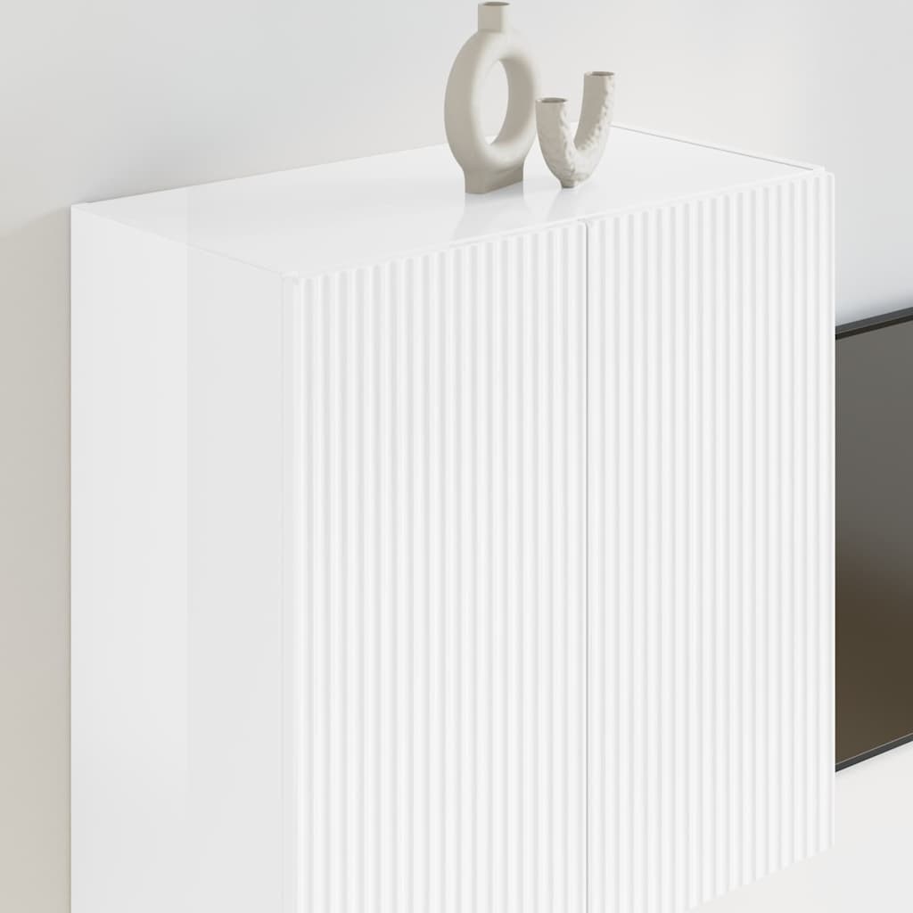 TV Veggskap Høyglanset hvit 59,5 x 31 x 60 cm Konstruert tre