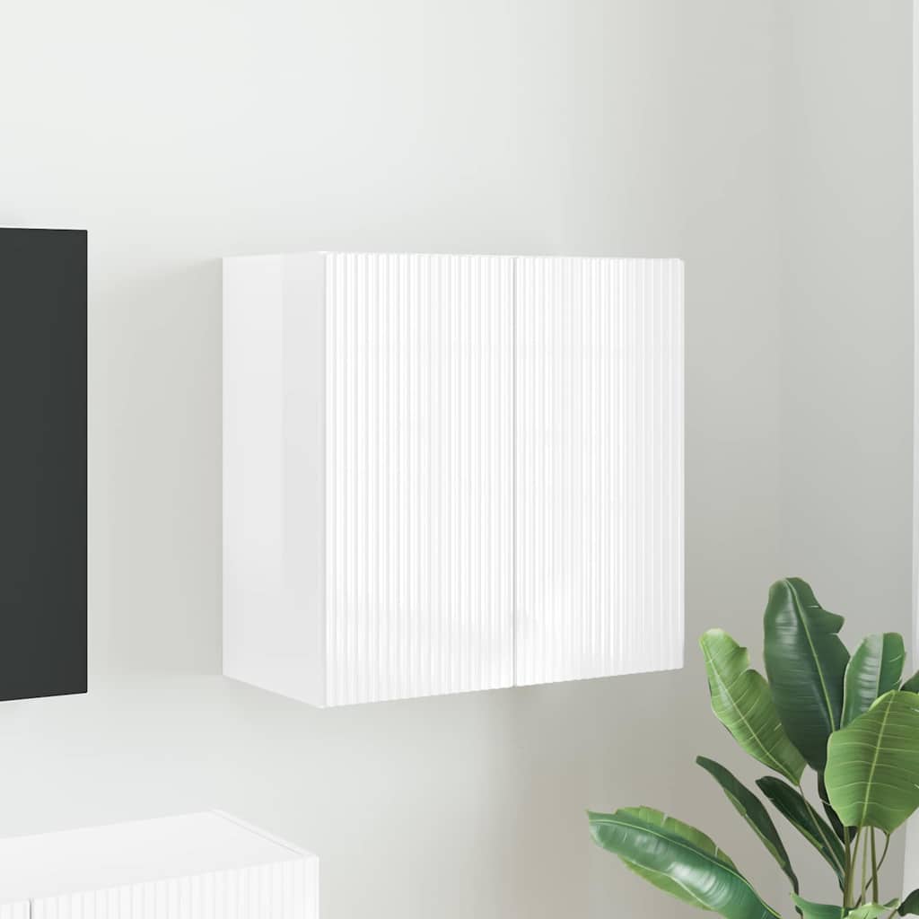 TV Veggskap Høyglanset hvit 59,5 x 31 x 60 cm Konstruert tre