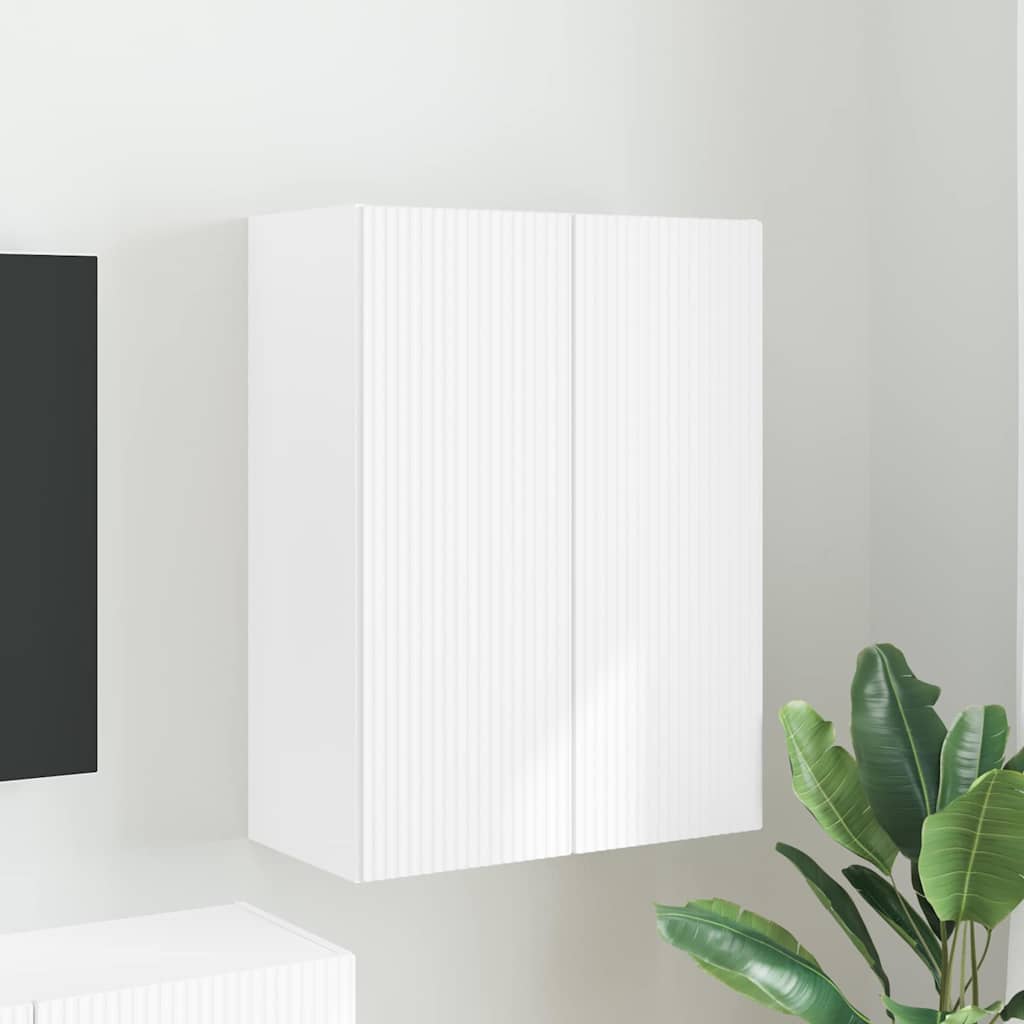 TV Veggskap Veggmontert Hvit 59,5 x 31 x 80 cm Konstruert tre
