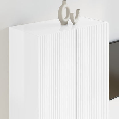 TV Veggskap Høyglanset hvit 59,5 x 31 x 80 cm Konstruert tre