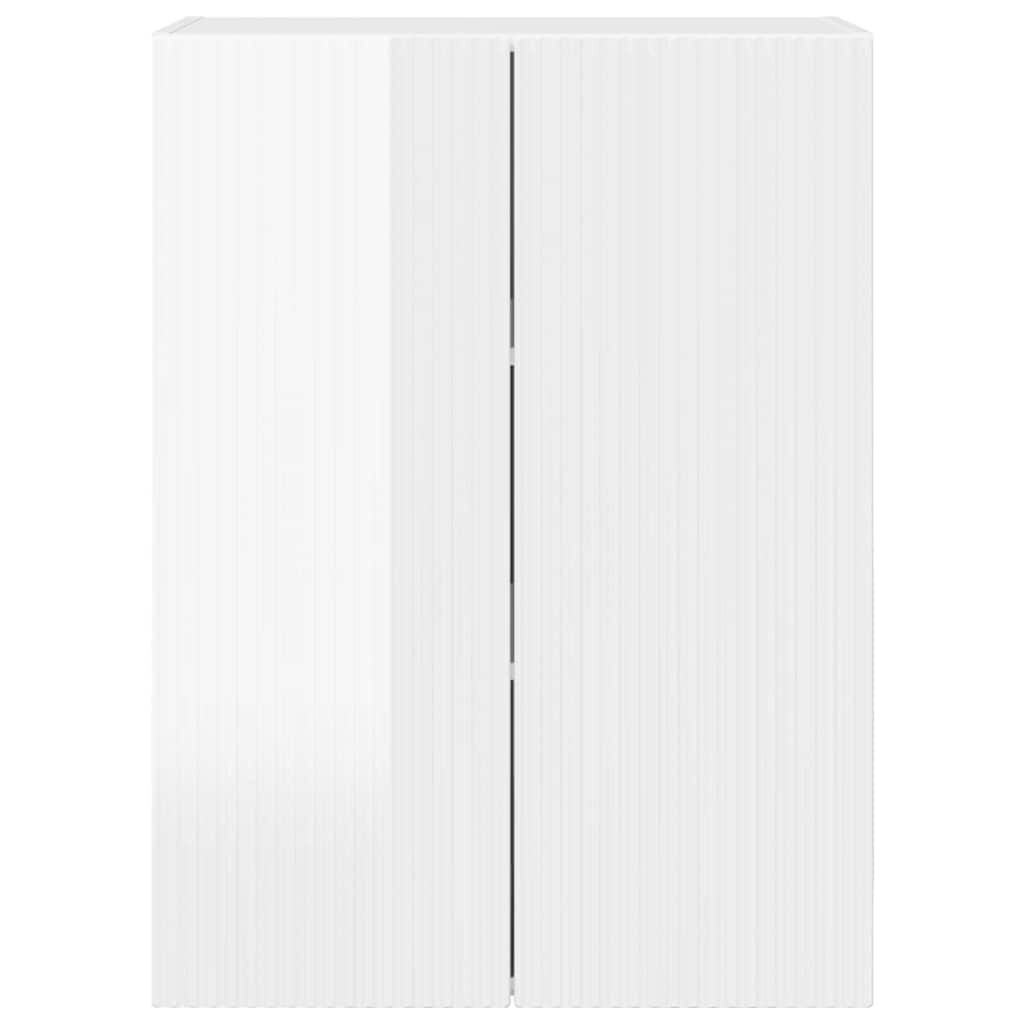 TV Veggskap Høyglanset hvit 59,5 x 31 x 80 cm Konstruert tre