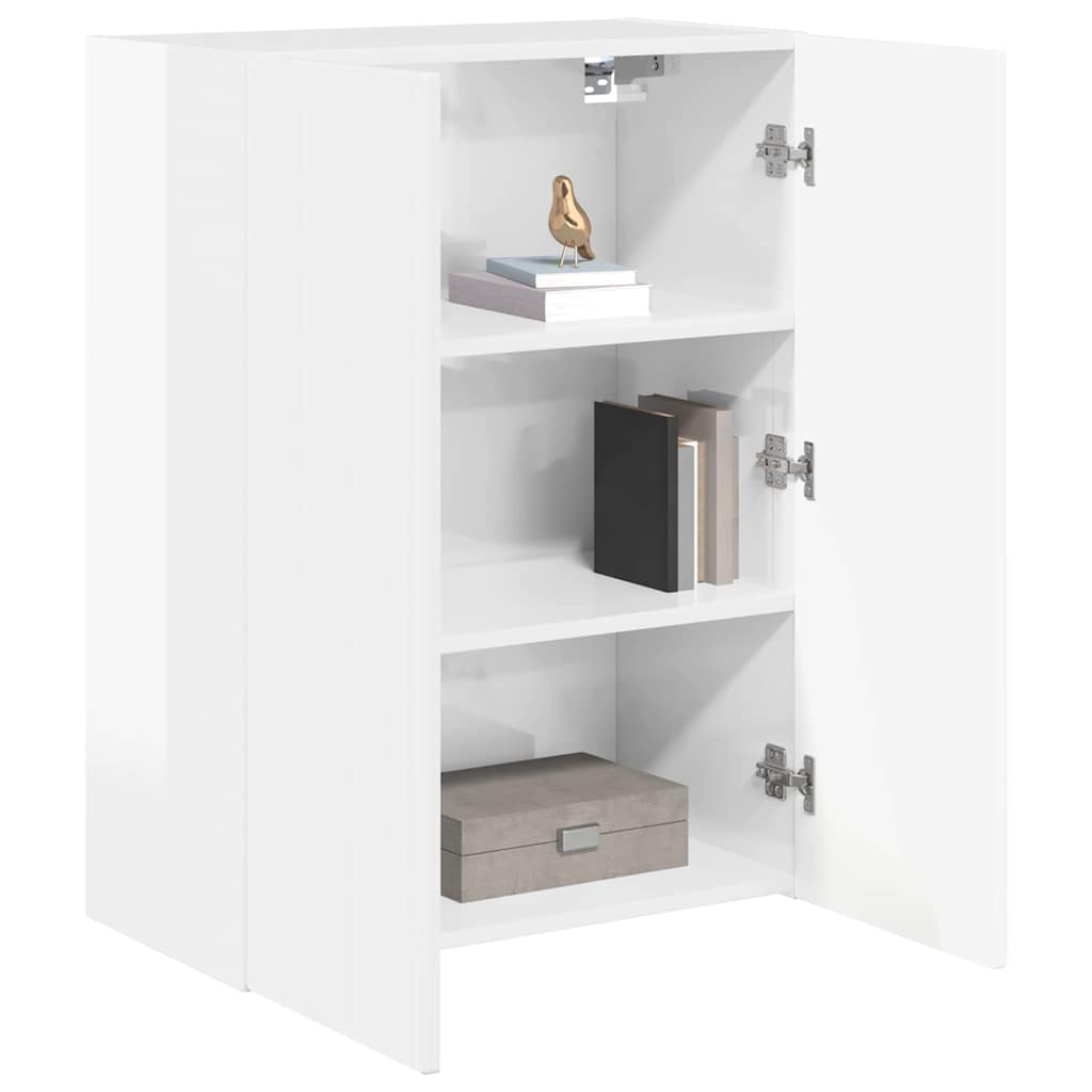 TV Veggskap Høyglanset hvit 59,5 x 31 x 80 cm Konstruert tre